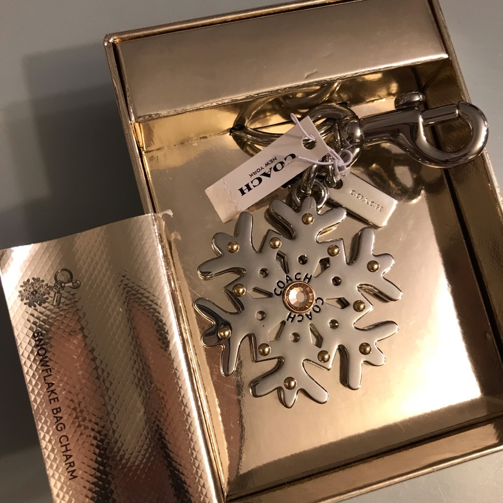 NWT Coach Silver metal keychain bag charm
